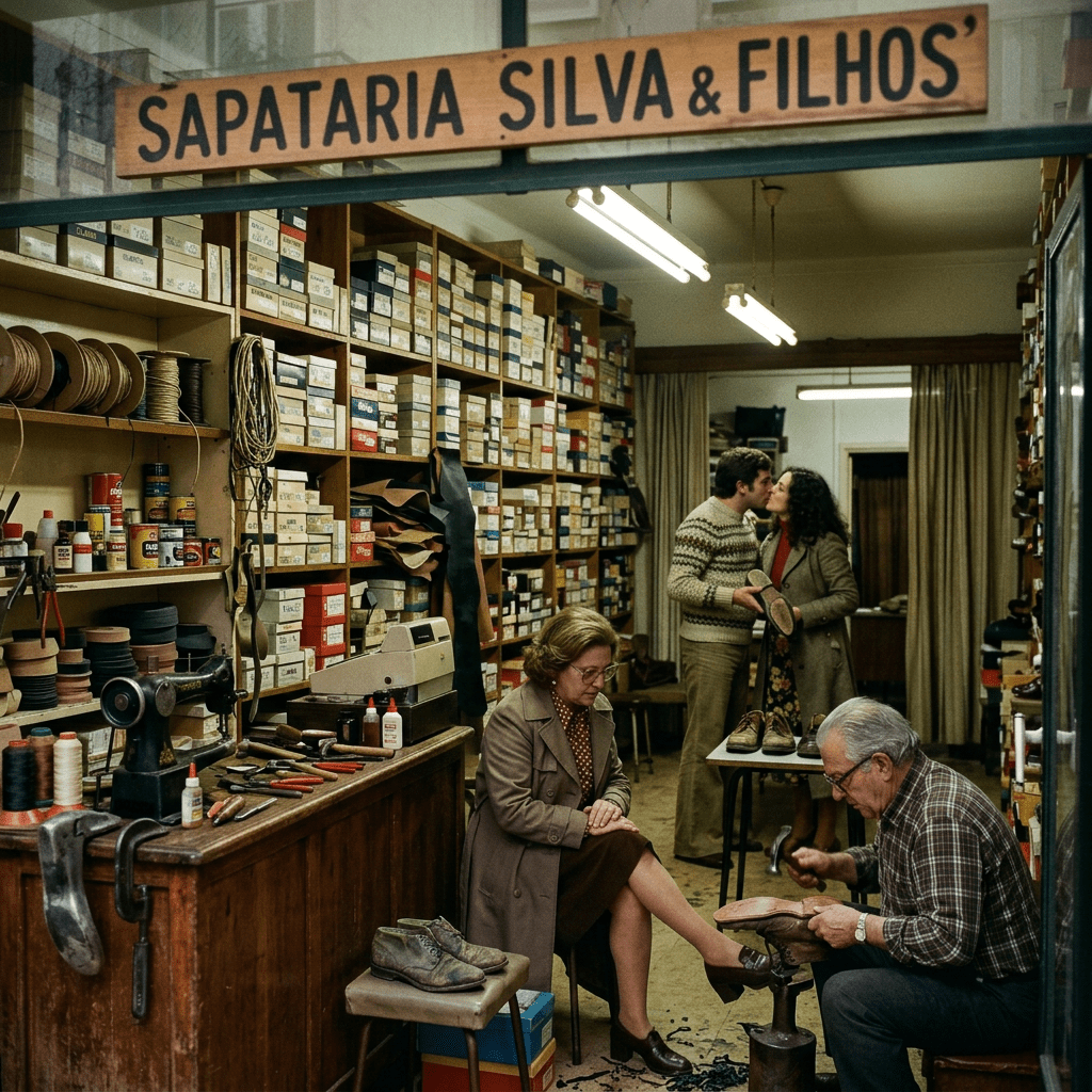 Sapataria Silva & Filhos shoe shop with customers and shelves