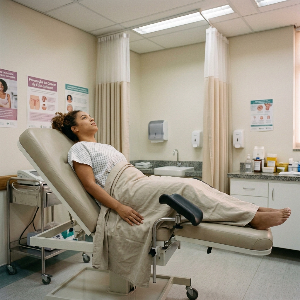 Patient in examination chair receiving care from two masked healthcare professionals